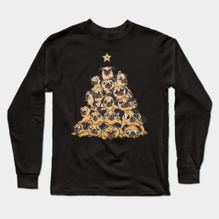 Funny Pug Christmas Tree Long Sleeve T-Shirt